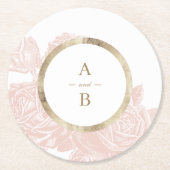 Luxe Rose Goldmedaille Hochzeitsmonogramm Runder Pappuntersetzer (Vorderseite)