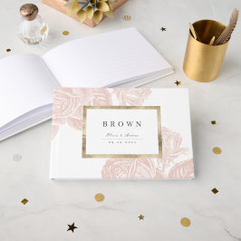 Luxe Rose Goldmedaille Vintage botanische Hochzeit Gästebuch