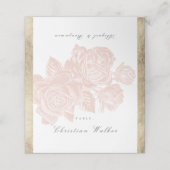 Luxe Rose Goldmedaille Vintage botanische Hochzeit Platzkarte (Außenseite Aufgefaltet)