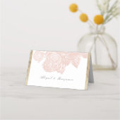 Luxe Rose Goldmedaille Vintage botanische Hochzeit Platzkarte (Rückseite)