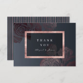 Luxe Rose Goldmoody Vintage botanische Hochzeit Dankeskarte (Vorne/Hinten)