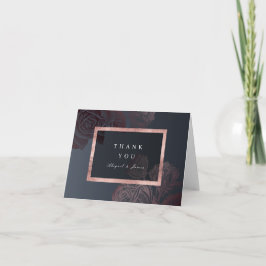 Luxe Rose Goldmoody Vintage botanische Hochzeit Dankeskarte