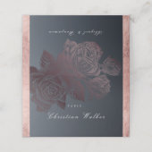 Luxe Rose Goldmoody Vintage botanische Hochzeit Platzkarte (Außenseite Aufgefaltet)