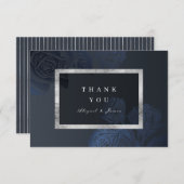 Luxe Rose Marine Vintage botanische Hochzeit Dankeskarte (Vorne/Hinten)