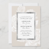 Luxe Rose silberneutral Vintage botanische Hochzei Einladung (Vorderseite)