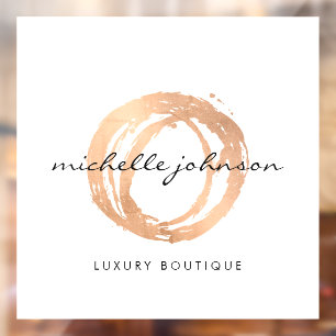 Luxe-Roségold lackierte Kreis-Designer-Logo Fensteraufkleber