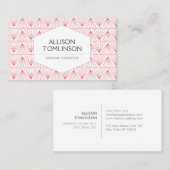 Luxe Rot und Weiß Art Deco Muster Visitenkarte (Vorne/Hinten)