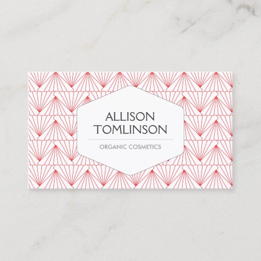 Luxe Rot und Weiß Art Deco Muster Visitenkarte (Vorderseite)