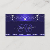 Luxe Royal Blue Squiggles Sparkle Jewels Monogram Visitenkarte (Vorderseite)