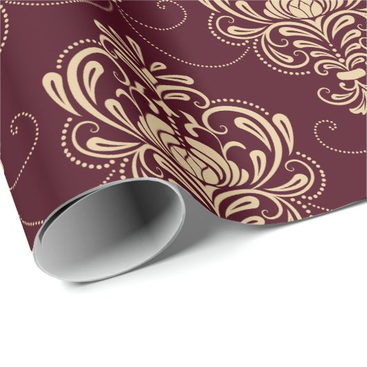 Luxe Royal Damask Gold Ziermuster Geschenkpapier (Rolleneckpunkt)