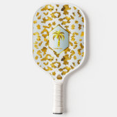 Luxe Safari Chic Gold Leopard Print Pickleball Schläger (Rückseite)