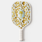 Luxe Safari Chic Gold Leopard Print Pickleball Schläger (Vorderseite)