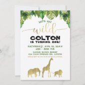 Luxe Safari Jungle Birthday Modern Wild One Einladung (Vorderseite)
