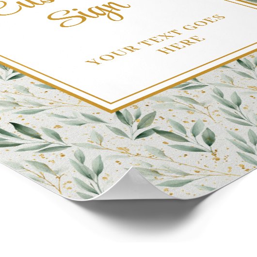 Luxe Sage Green Gold Foliage Hochzeit Custom Poste Poster (Ecke)