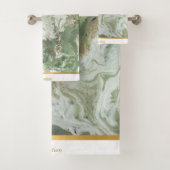 LUXE SAGE GREEN MARBLE TOWEL SET (Insitu)