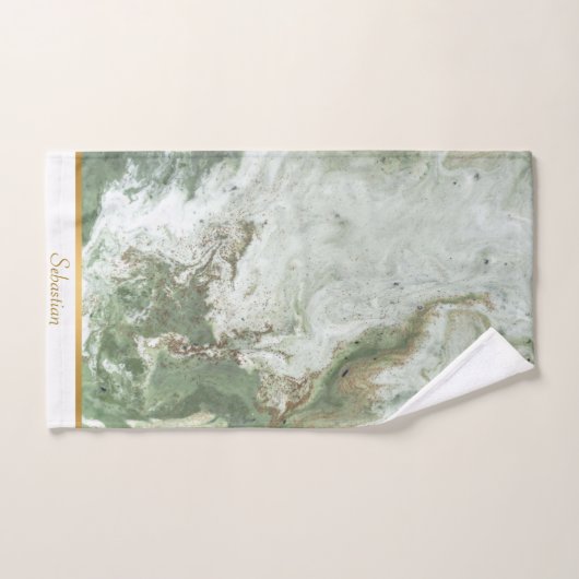 LUXE SAGE GREEN MARBLE TOWEL SET (Handtuch)