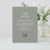 Luxe Sage Green | QR Code Wedding Guest Details Begleitkarte (Stehend Vorderseite)