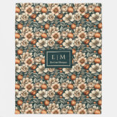 Luxe Sage Green Rustic Terracotta Autumn Blooms  Fleecedecke (Vorderseite)