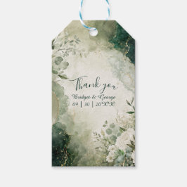 Luxe-Salbei-Smaragd-Hochzeits-Blumen-Collage Geschenkanhänger