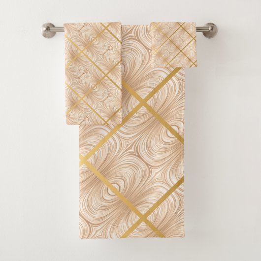 LUXE SATIN GOLD BRONZE BADEZIMMER TOWEL SET (Insitu)