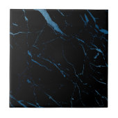 Luxe Schwarz und Blauer Marmor Keramik Tile Fliese (Vorderseite)