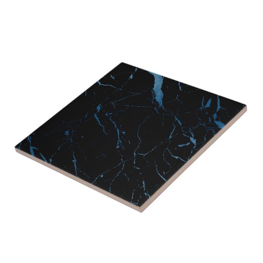 Luxe Schwarz und Blauer Marmor Keramik Tile Fliese (Seite)