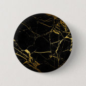 Luxe Schwarz und Gold Marmortextur Button (Vorderseite)