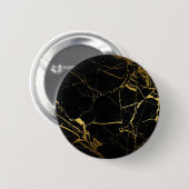 Luxe Schwarz und Gold Marmortextur Button (Vorne & Hinten)