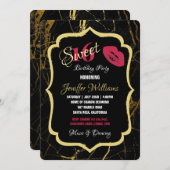 Luxe Schwarz und Gold Marmortextur                 Einladung (Vorne/Hinten)