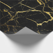 Luxe Schwarz und Gold Marmortextur Geschenkpapier (Ecke)