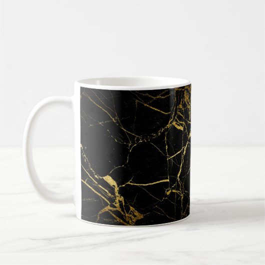 Luxe Schwarz und Gold Marmortextur Kaffeetasse (Links)