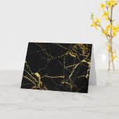 Luxe Schwarz und Gold Marmortextur Karte (Gelbe Blume)