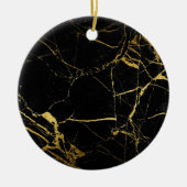 Luxe Schwarz und Gold Marmortextur Keramik Ornament (Vorne)