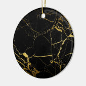 Luxe Schwarz und Gold Marmortextur Keramik Ornament (Links)
