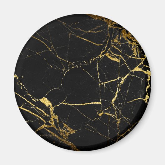 Luxe Schwarz und Gold Marmortextur Magnet (Vorne)