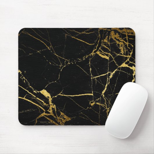 Luxe Schwarz und Gold Marmortextur Mousepad (Mit Mouse)