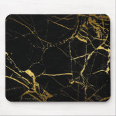 Luxe Schwarz und Gold Marmortextur Mousepad (Vorne)