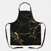 Luxe Schwarz und Gold Marmortextur Schürze (Vorderseite)