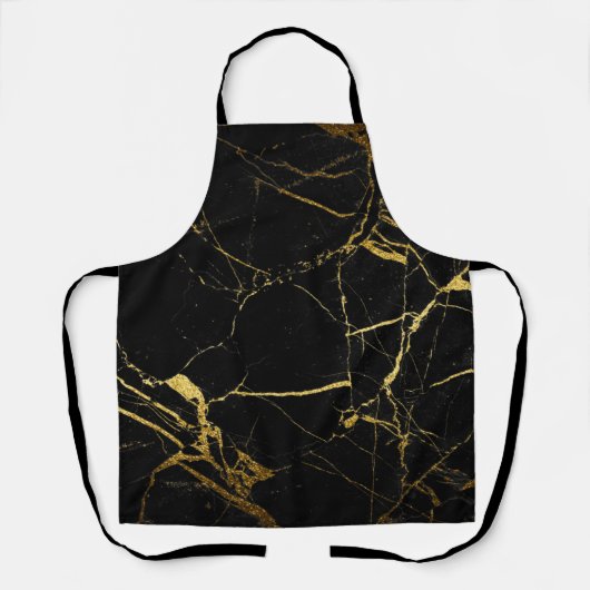 Luxe Schwarz und Gold Marmortextur Schürze (Vorderseite)