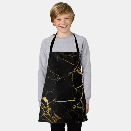 Luxe Schwarz und Gold Marmortextur Schürze (Getragen)