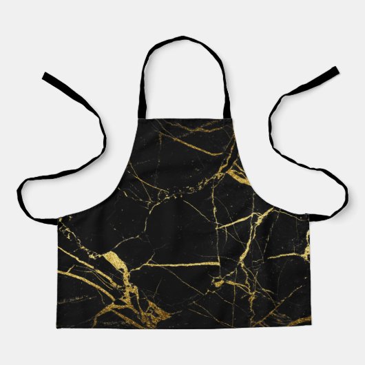 Luxe Schwarz und Gold Marmortextur Schürze (Vorderseite)