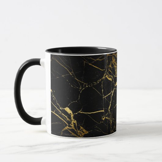 Luxe Schwarz und Gold Marmortextur Tasse (Links)