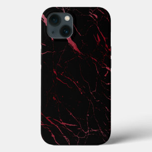 Luxe Schwarz und roter Marmor iPhone 13 Hülle