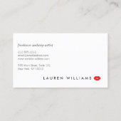 Luxe Schwarz/Weiße Streifen Rote Lippen Makeup Kün Visitenkarte (Rückseite)