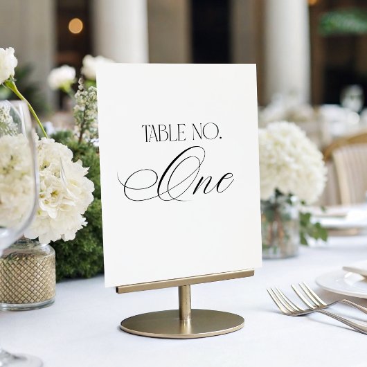 Luxe Script 5x7 Hochzeit Tischnummer Eins Schild