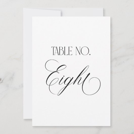 Luxe Script 5x7 Wedding Table Number Eight Sign Einladung (Rückseite)