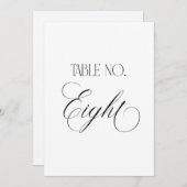 Luxe Script 5x7 Wedding Table Number Eight Sign Einladung (Vorne/Hinten)