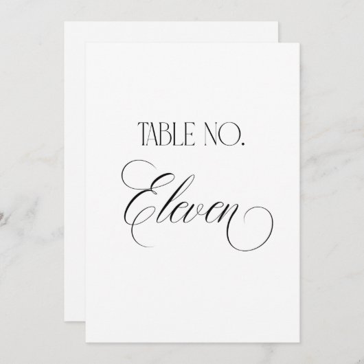 Luxe Script 5x7 Wedding Table Number Eleven Sign Einladung (Vorne/Hinten)