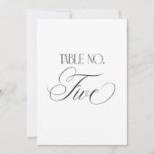 Luxe Script 5x7 Wedding Table Number Five Sign Einladung (Vorderseite)