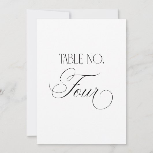 Luxe Script 5x7 Wedding Table Number Four Sign Einladung (Rückseite)